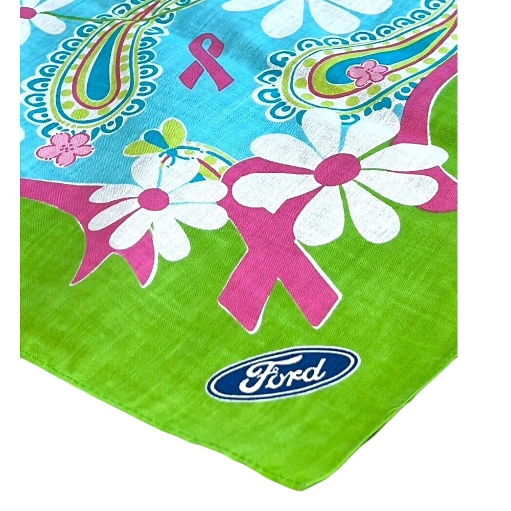 Lilly Pulitzer Ford green pink Breast Cancer Floral‎ Cotton Bandana New set of 3